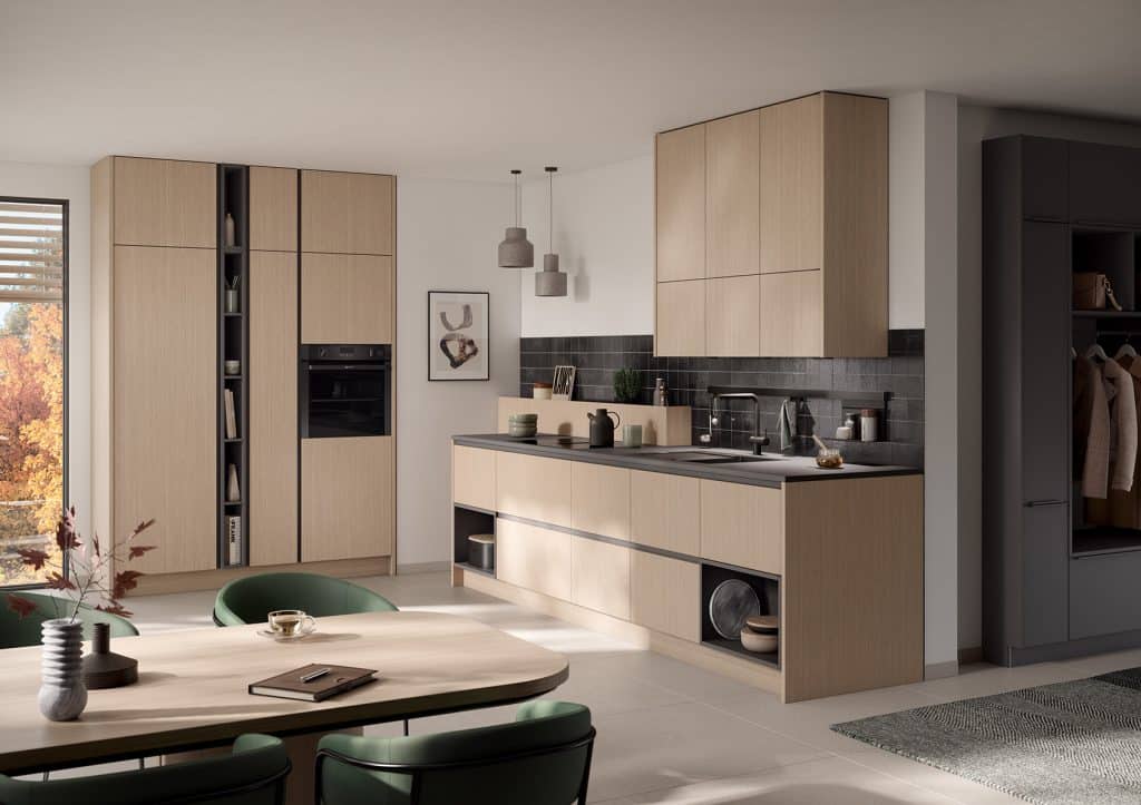 Modern light wood fitted kitchen installed in Southampton